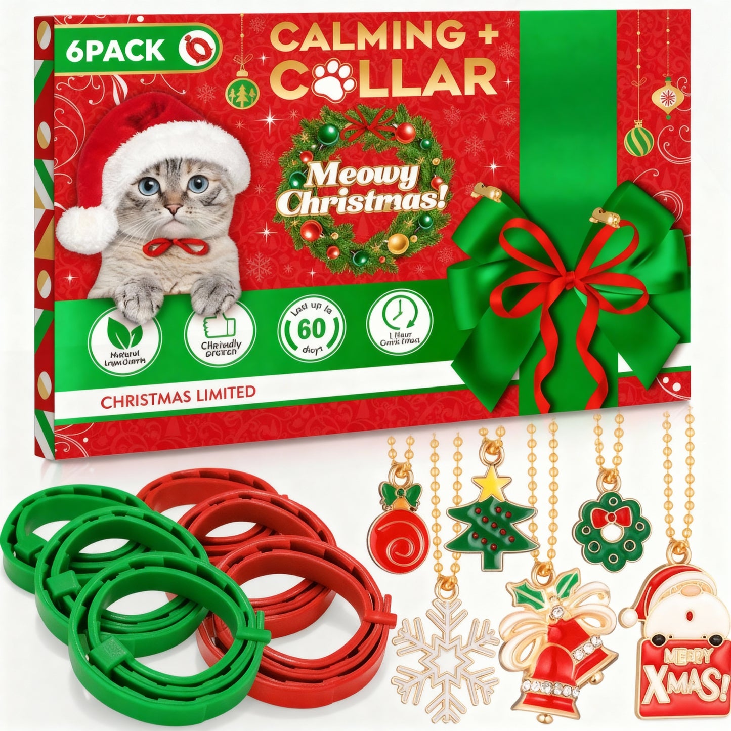 Pawfectly Calming Cat Collar – Christmas Limited Edition (6-Pack)