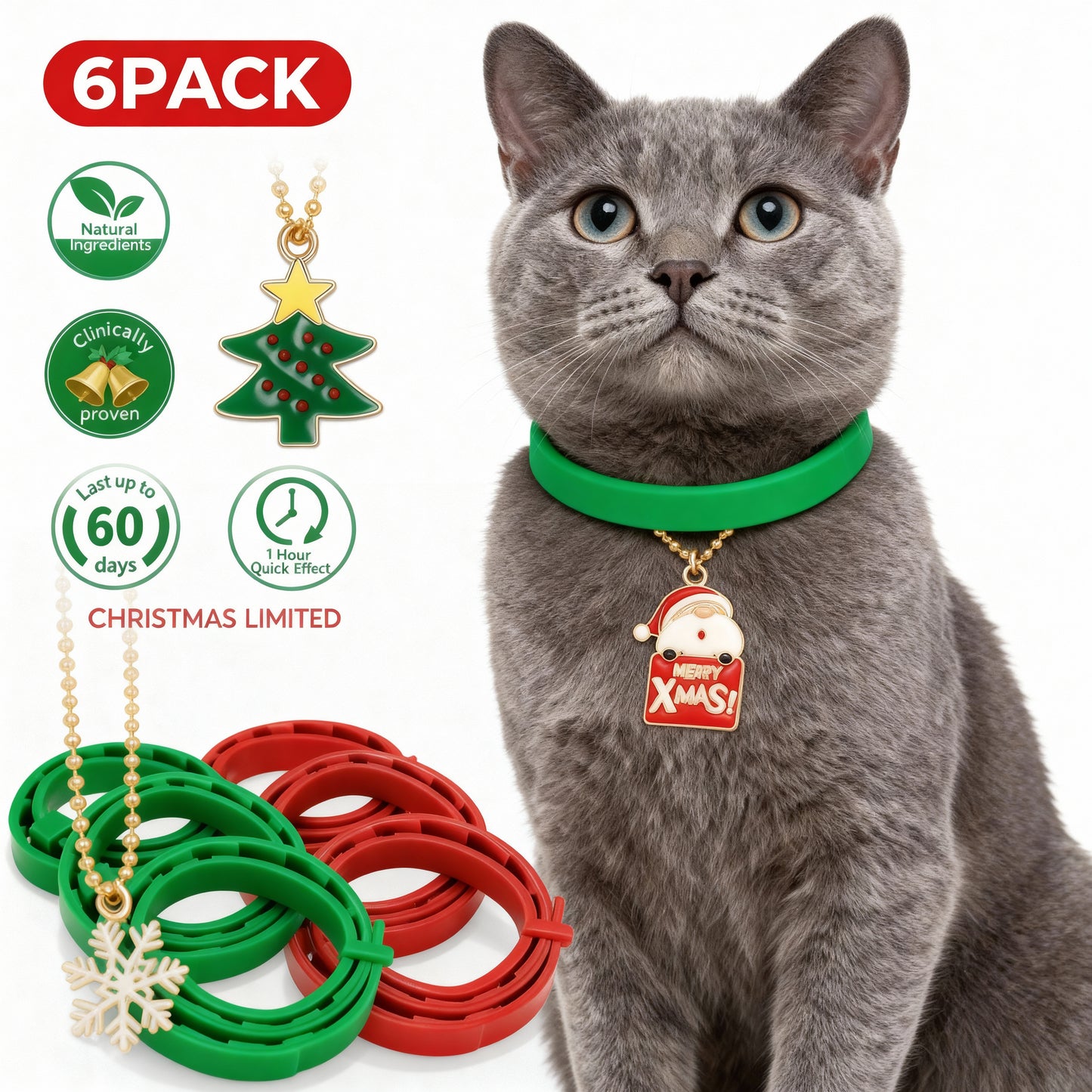 Pawfectly Calming Cat Collar – Christmas Limited Edition (6-Pack)